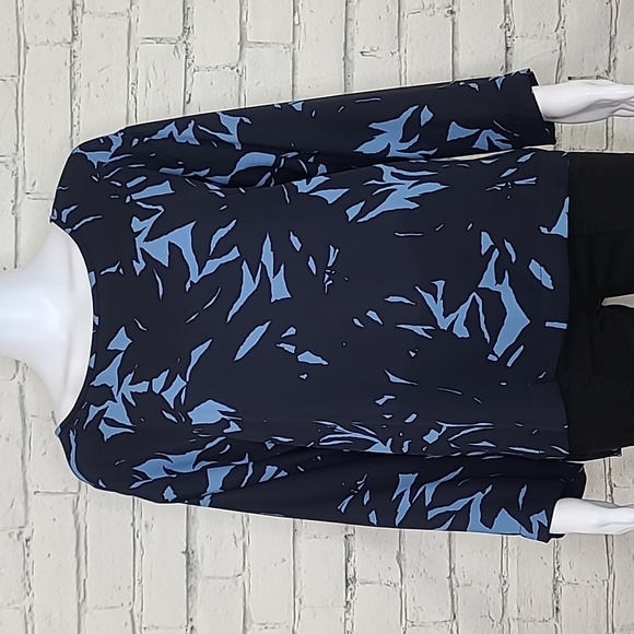 Ann Taylor Boat Neck Long Sleeve Polyester Tunic Blouse in Navy & Blue - Picture 1 of 17
